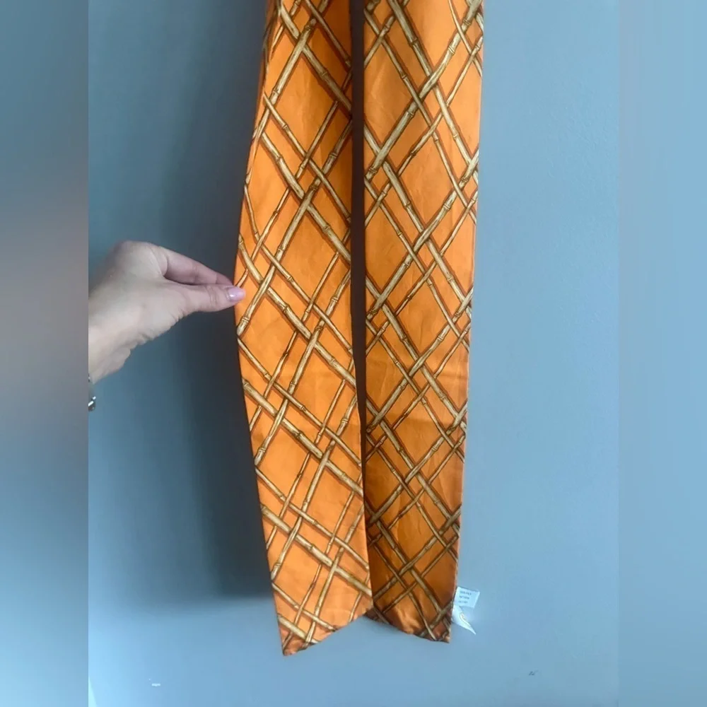 Talbots 100% Silk Orange Bamboo Lattice Scarf